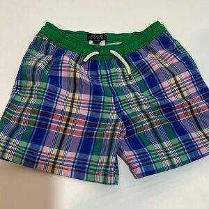 Ralph Lauren Traveler Madras swim trunk- size 6 -green/blue multi